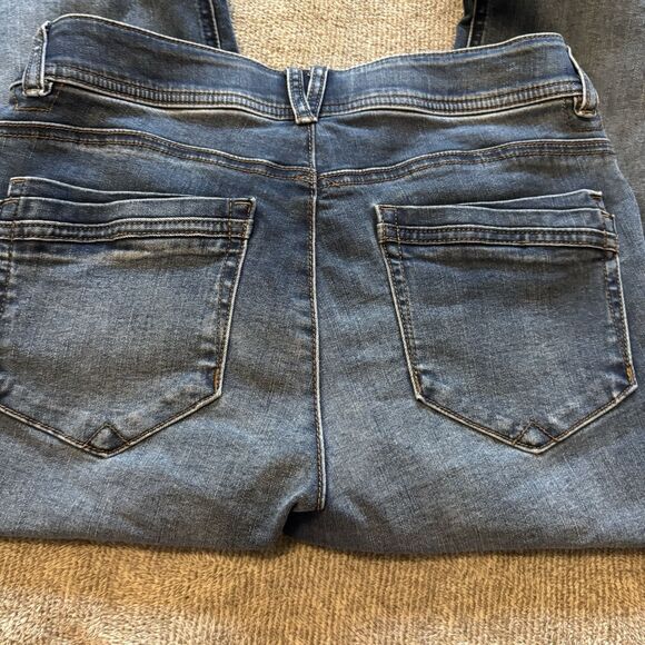 Democracy Jeans Women's 6 Blue Denim Ab Technology Straight Medium Wash Raw Hem - Picture 2 of 7